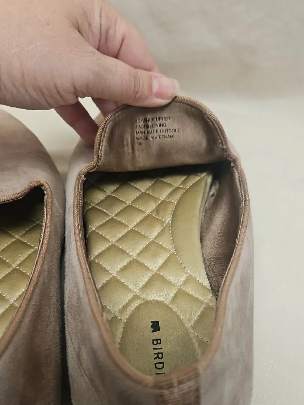 Birdies The Starling Suede Loafer Flats - Latte Beige Size 10